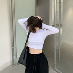 T-shirt Women Design Chest Type Crop Tops Aautumn New Skinny Long Sleeve nowadaysfashion
