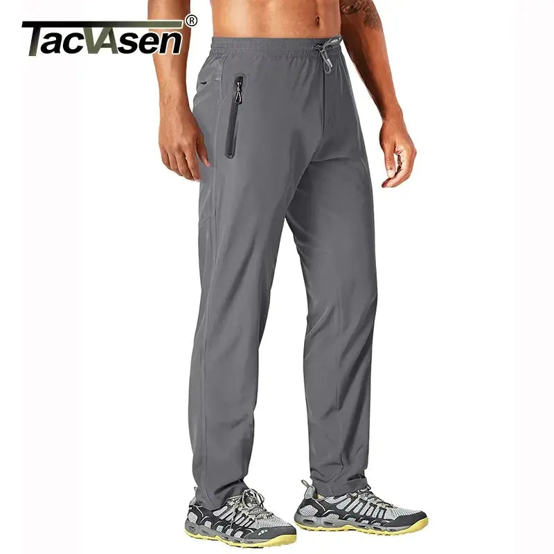 TACVASEN Outdoor Pants Men Quick Dry Straight Running Hiking Pants Elastic Lightweight Yoga Fitness Exercise Sweatpants Joggers TACVASEN Official Store