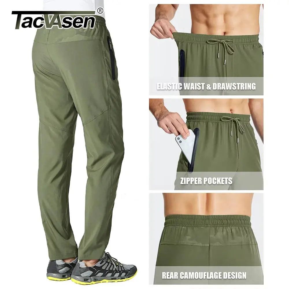 TACVASEN Outdoor Pants Men Quick Dry Straight Running Hiking Pants Elastic Lightweight Yoga Fitness Exercise Sweatpants Joggers TACVASEN Official Store