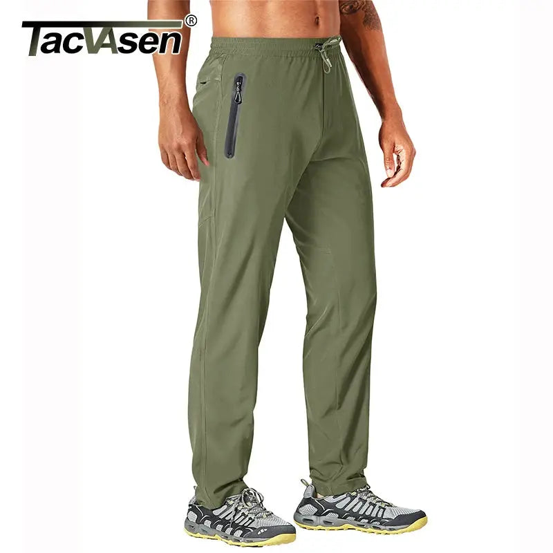 TACVASEN Outdoor Pants Men Quick Dry Straight Running Hiking Pants Elastic Lightweight Yoga Fitness Exercise Sweatpants Joggers TACVASEN Official Store