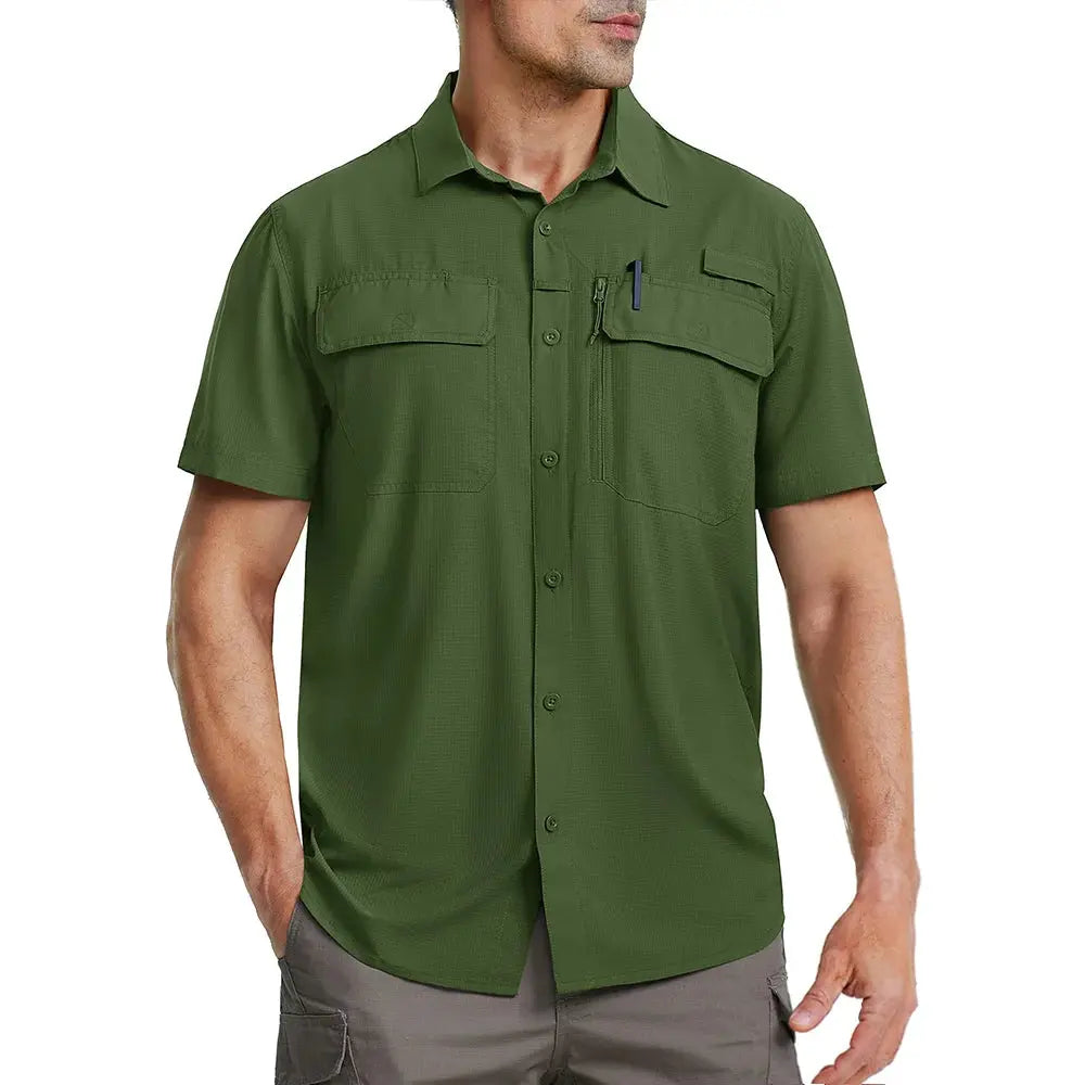 TACVASEN Quick Dry Short Sleeve Shirts Men's UPF 50+ Sun Protection Work Cargo Shirts Mesh Breathable Hiking Fishing Shirts Man TACVASEN Official Store