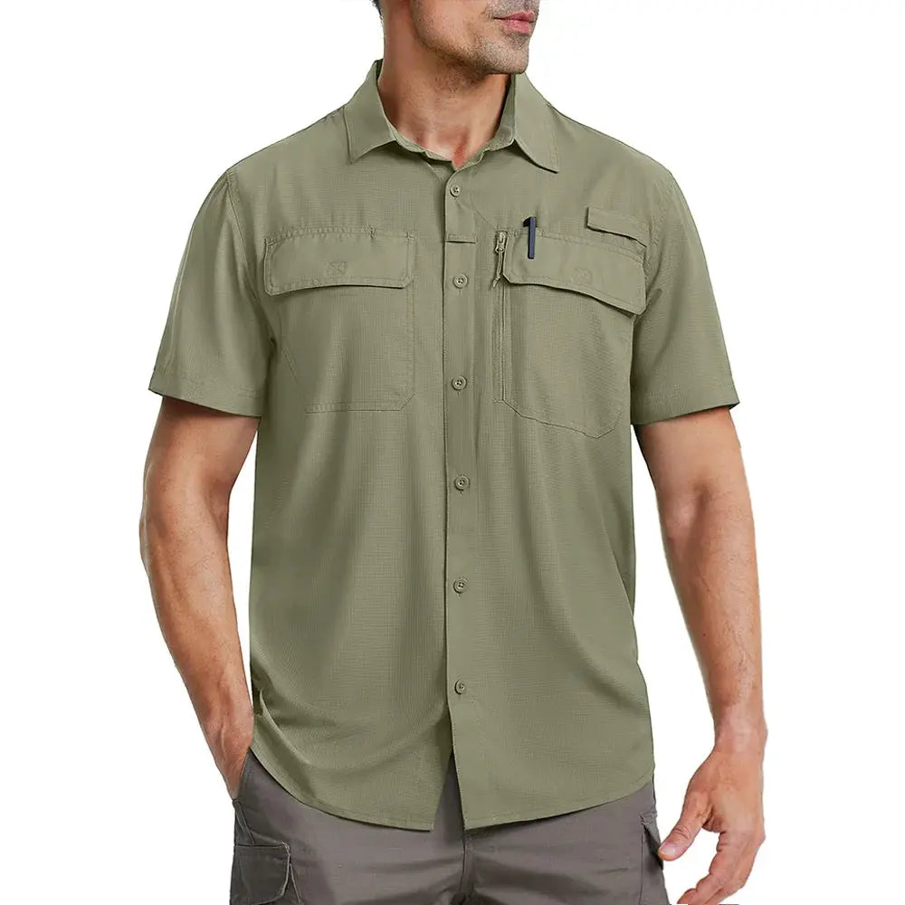 TACVASEN Quick Dry Short Sleeve Shirts Men's UPF 50+ Sun Protection Work Cargo Shirts Mesh Breathable Hiking Fishing Shirts Man TACVASEN Official Store