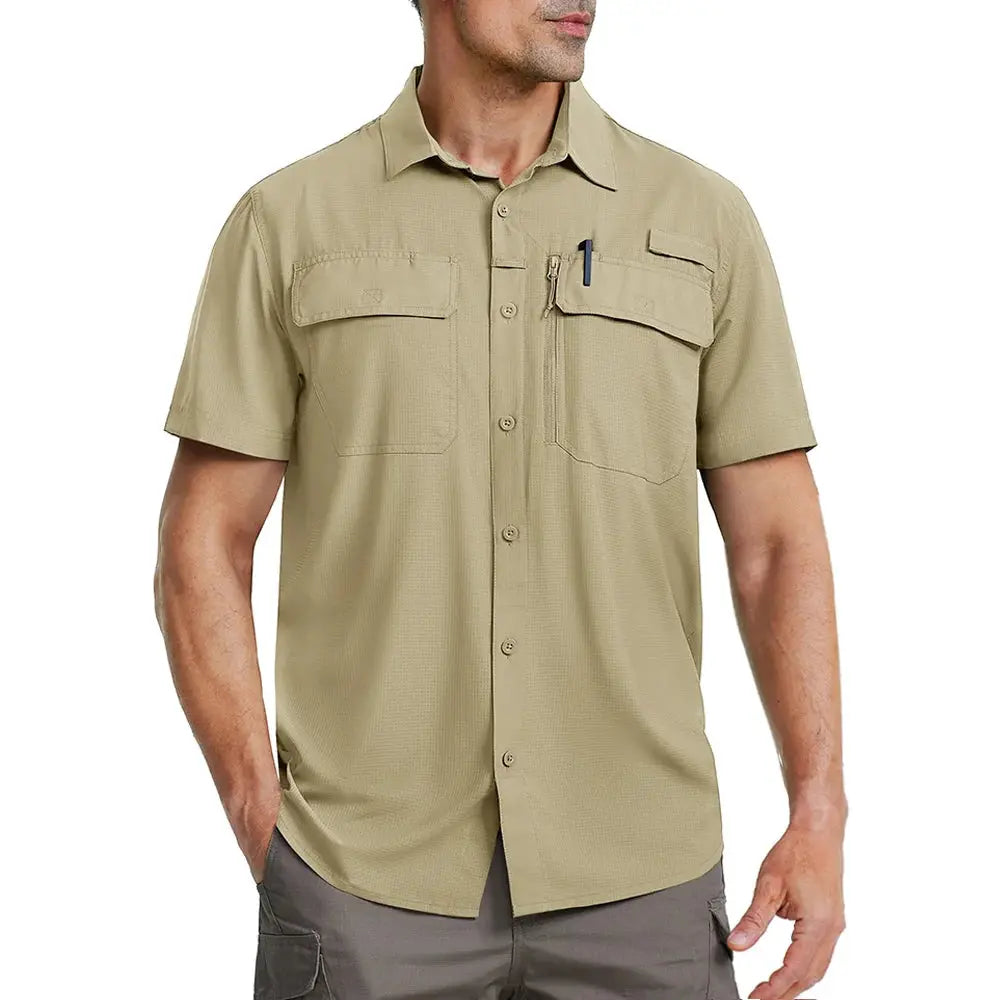 TACVASEN Quick Dry Short Sleeve Shirts Men's UPF 50+ Sun Protection Work Cargo Shirts Mesh Breathable Hiking Fishing Shirts Man TACVASEN Official Store