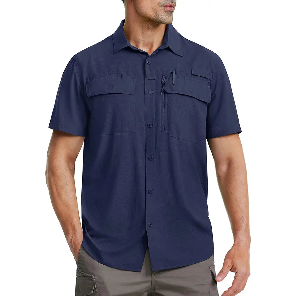 TACVASEN Quick Dry Short Sleeve Shirts Men's UPF 50+ Sun Protection Work Cargo Shirts Mesh Breathable Hiking Fishing Shirts Man TACVASEN Official Store