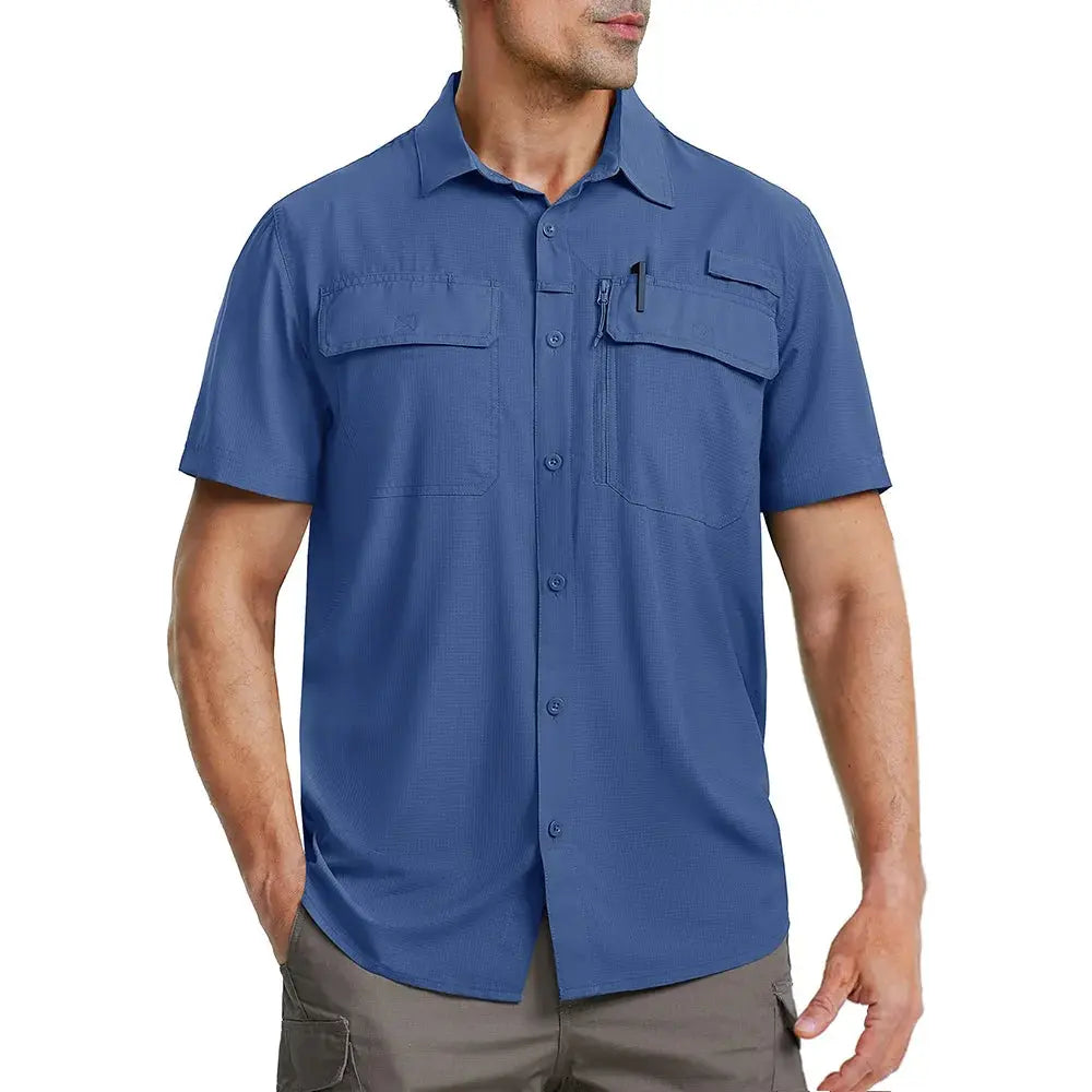 TACVASEN Quick Dry Short Sleeve Shirts Men's UPF 50+ Sun Protection Work Cargo Shirts Mesh Breathable Hiking Fishing Shirts Man TACVASEN Official Store