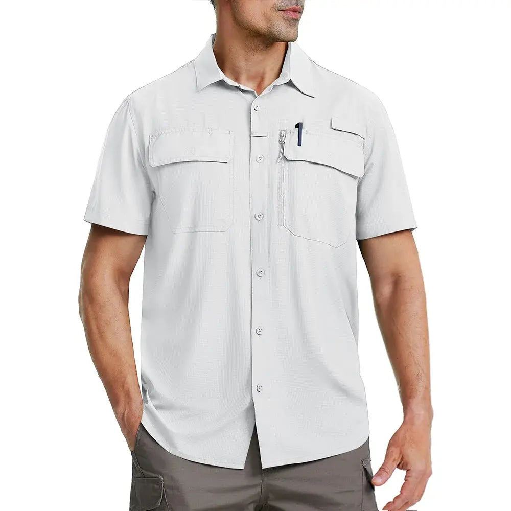 TACVASEN Quick Dry Short Sleeve Shirts Men's UPF 50+ Sun Protection Work Cargo Shirts Mesh Breathable Hiking Fishing Shirts Man TACVASEN Official Store