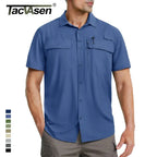 TACVASEN Quick Dry Short Sleeve Shirts Men's UPF 50+ Sun Protection Work Cargo Shirts Mesh Breathable Hiking Fishing Shirts Man TACVASEN Official Store