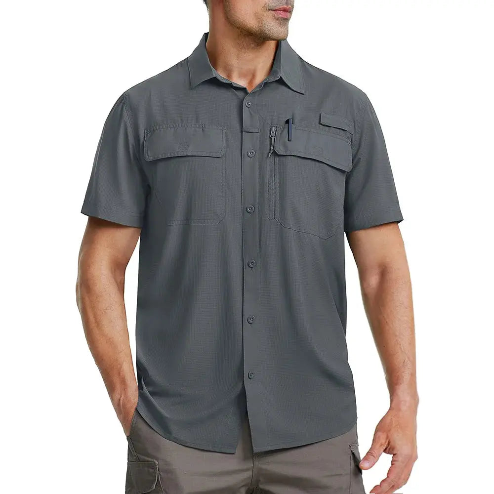 TACVASEN Quick Dry Short Sleeve Shirts Men's UPF 50+ Sun Protection Work Cargo Shirts Mesh Breathable Hiking Fishing Shirts Man TACVASEN Official Store