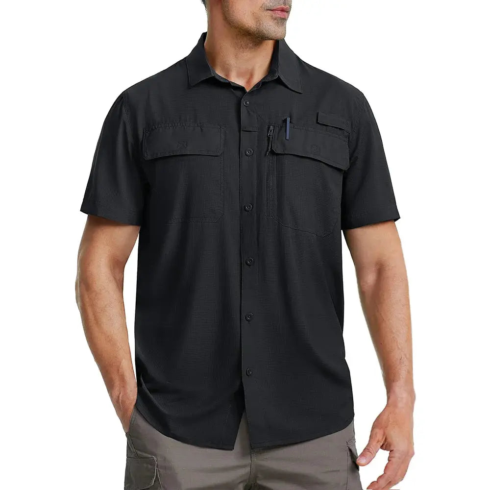 TACVASEN Quick Dry Short Sleeve Shirts Men's UPF 50+ Sun Protection Work Cargo Shirts Mesh Breathable Hiking Fishing Shirts Man TACVASEN Official Store