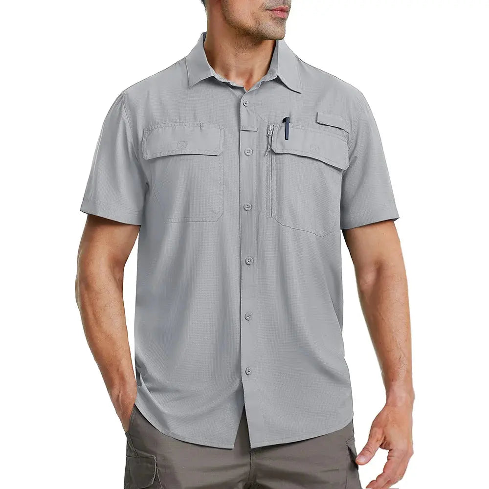 TACVASEN Quick Dry Short Sleeve Shirts Men's UPF 50+ Sun Protection Work Cargo Shirts Mesh Breathable Hiking Fishing Shirts Man TACVASEN Official Store
