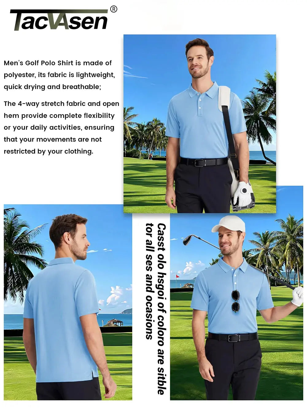 TACVASEN Summer Casual T-shirts Mens Short Sleeve Polo Shirts Button Down Work Shirts Quick Dry Tee Sports Fishing Golf Pullover TACVASEN Official Store