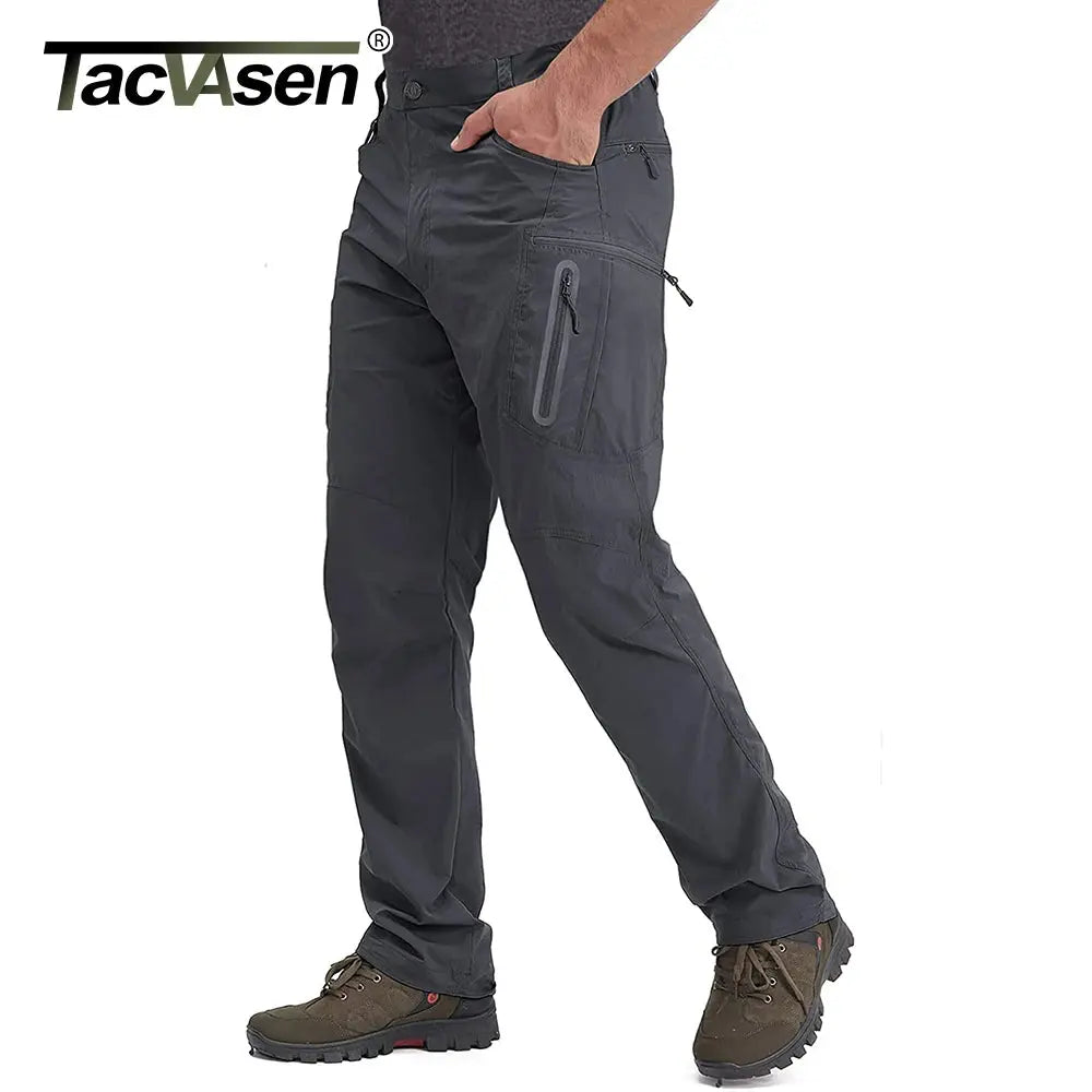 TACVASEN Summer Lightweight Trousers Mens Fishing Pants Outdoor Hiking Nylon Quick Dry Pockets Cargo Pants Casual Work Trousers TACVASEN Official Store