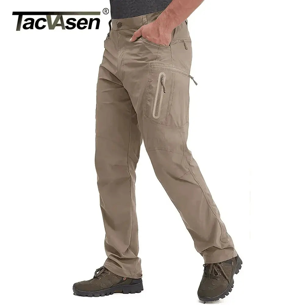 TACVASEN Summer Lightweight Trousers Mens Fishing Pants Outdoor Hiking Nylon Quick Dry Pockets Cargo Pants Casual Work Trousers TACVASEN Official Store