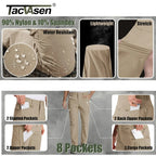 TACVASEN Summer Lightweight Trousers Mens Fishing Pants Outdoor Hiking Nylon Quick Dry Pockets Cargo Pants Casual Work Trousers TACVASEN Official Store