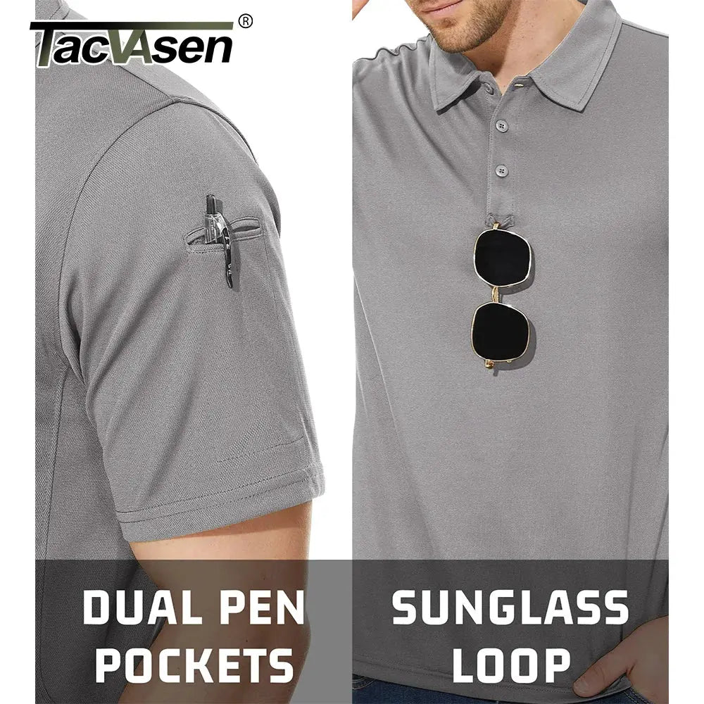 TACVASEN Summer Polo Tee Shirts Men's Short Sleeve Quick Dry T-shirt Breathable Work Shirt Fishing Hiking Golf Polos Top Man TACVASEN Official Store