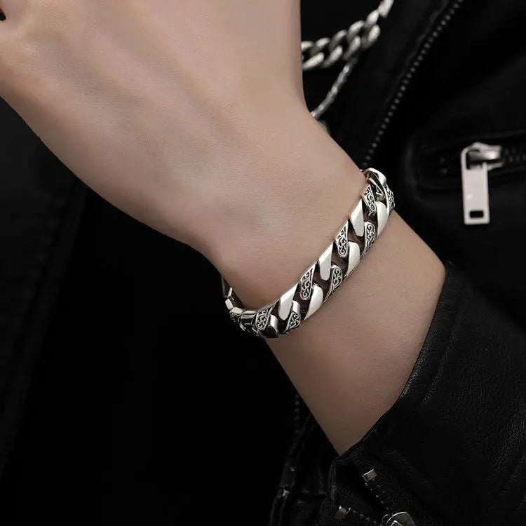 Tang grass pattern punk bare bracelet - Blade & Thread