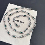 Tang pattern inlaid rectangular zircon necklace nowadaysfashion