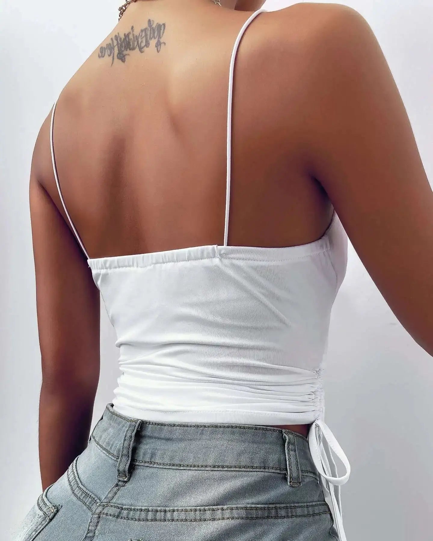 Tank Top V Neck Camisole Cami Drawstring Spaghetti Strap Top - Blade & Thread