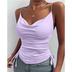 Tank Top V Neck Camisole Cami Drawstring Spaghetti Strap Top nowadaysfashion