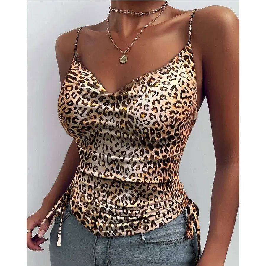 Tank Top V Neck Camisole Cami Drawstring Spaghetti Strap Top - Blade & Thread