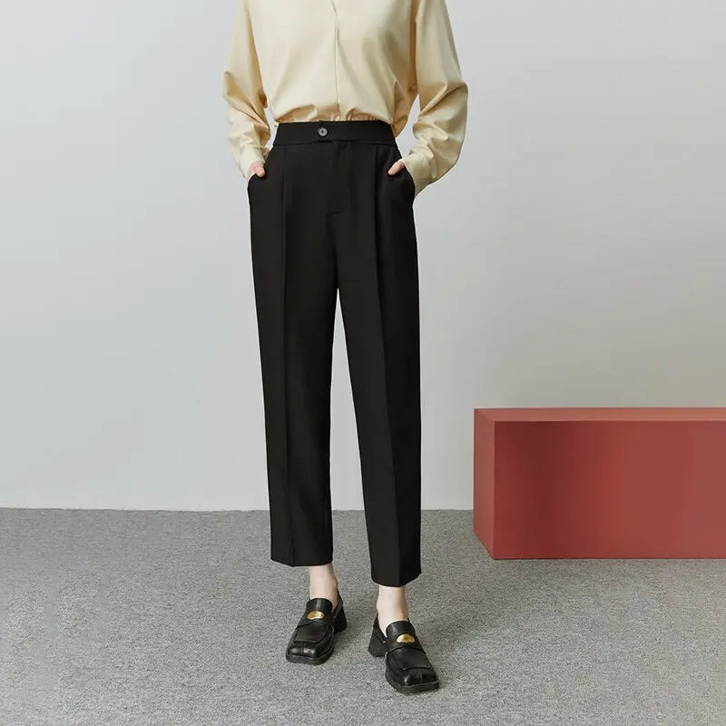 Tapered Nine-point Pant Women All-match Straight Loose Casual Female Suit Pants - Blade & Thread