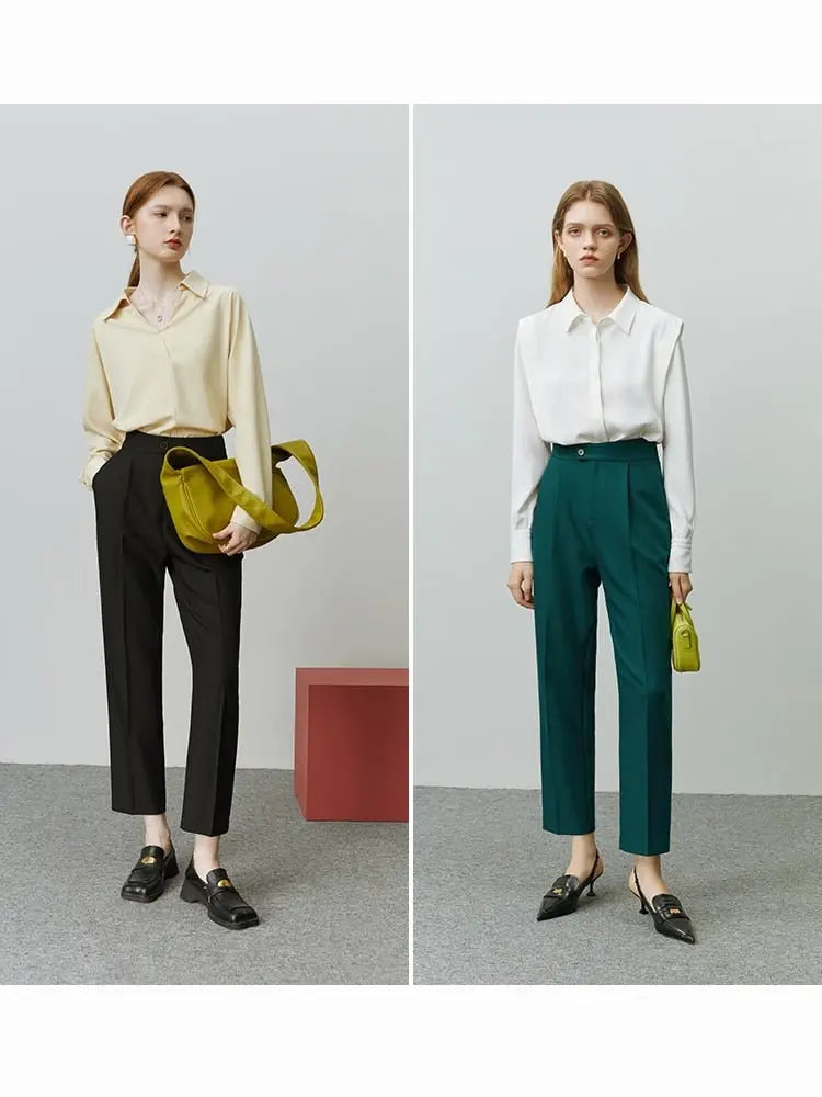 Tapered Nine-point Pant Women All-match Straight Loose Casual Female Suit Pants - Blade & Thread
