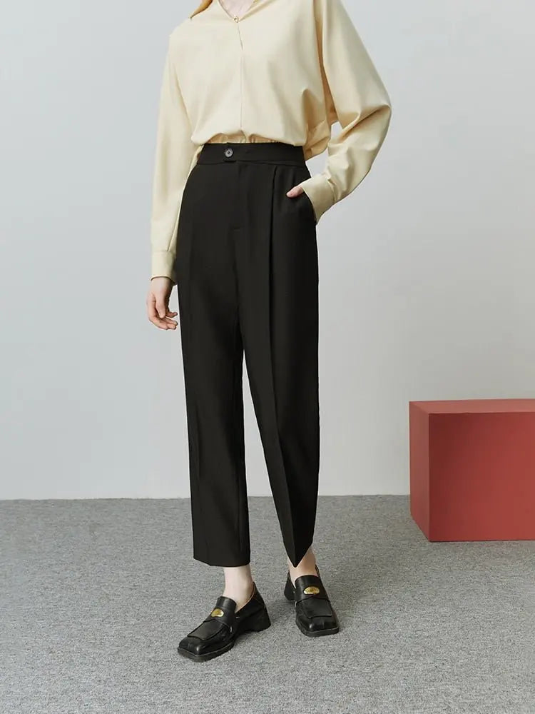 Tapered Nine-point Pant Women All-match Straight Loose Casual Female Suit Pants nowadaysfashion
