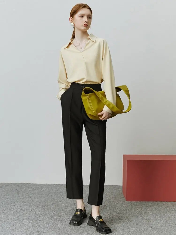 Tapered Nine-point Pant Women All-match Straight Loose Casual Female Suit Pants - Blade & Thread
