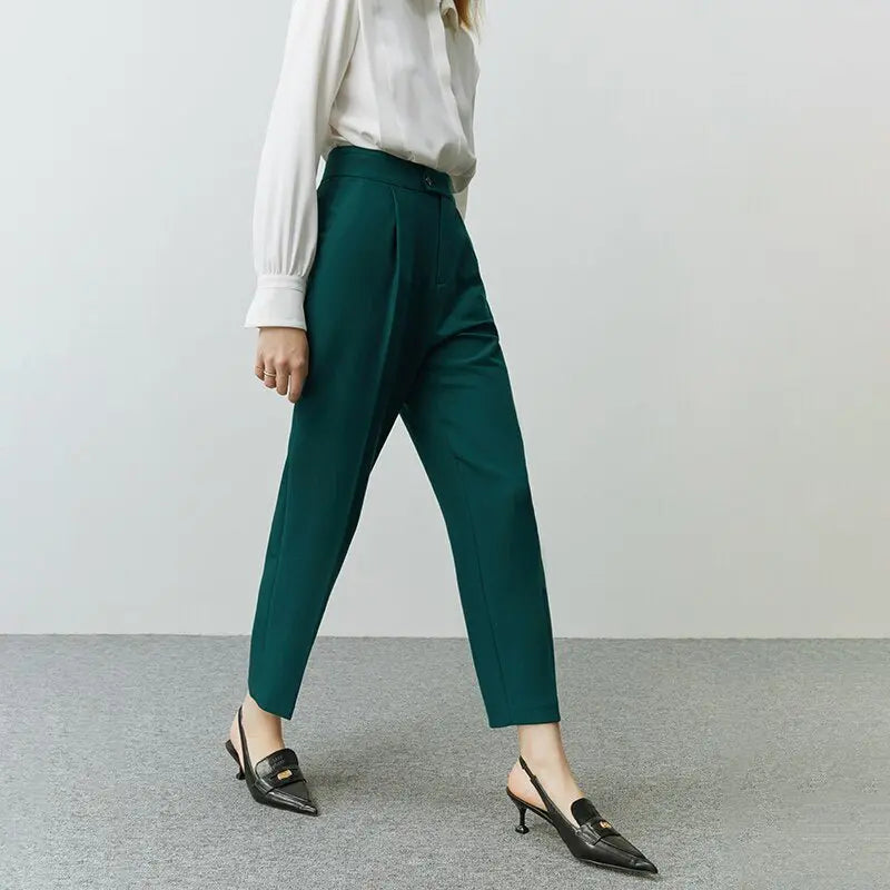 Tapered Nine-point Pant Women All-match Straight Loose Casual Female Suit Pants - Blade & Thread