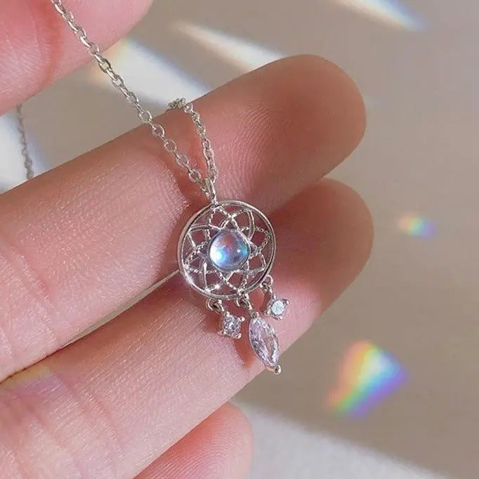 Tassel Moonstone Charm Necklace for Women Creative Pendant - Blade & Thread