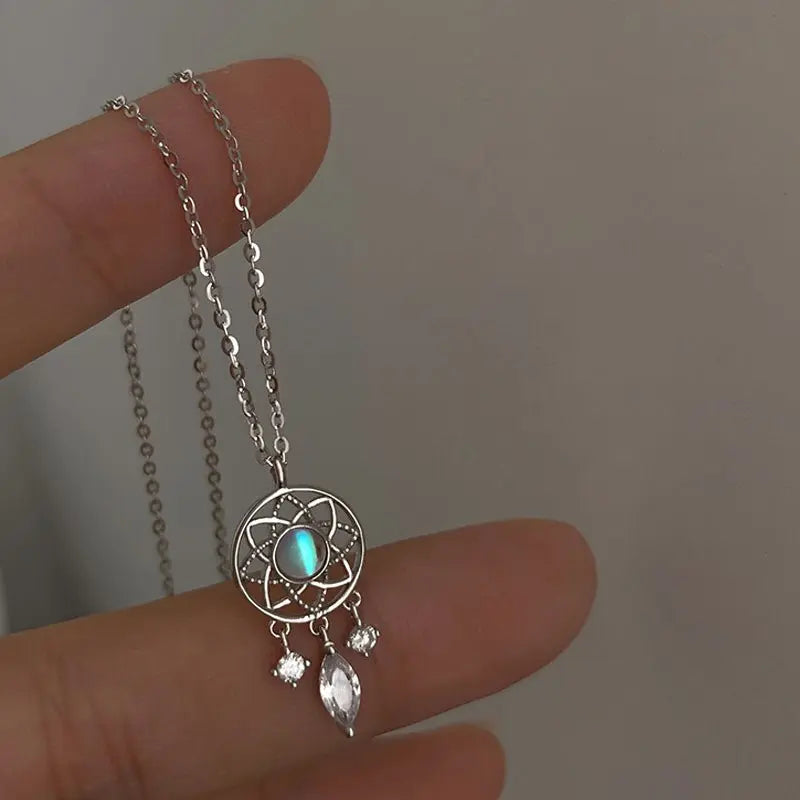 Tassel Moonstone Charm Necklace for Women Creative Pendant nowadaysfashion