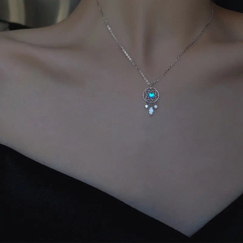 Tassel Moonstone Charm Necklace for Women Creative Pendant - Blade & Thread