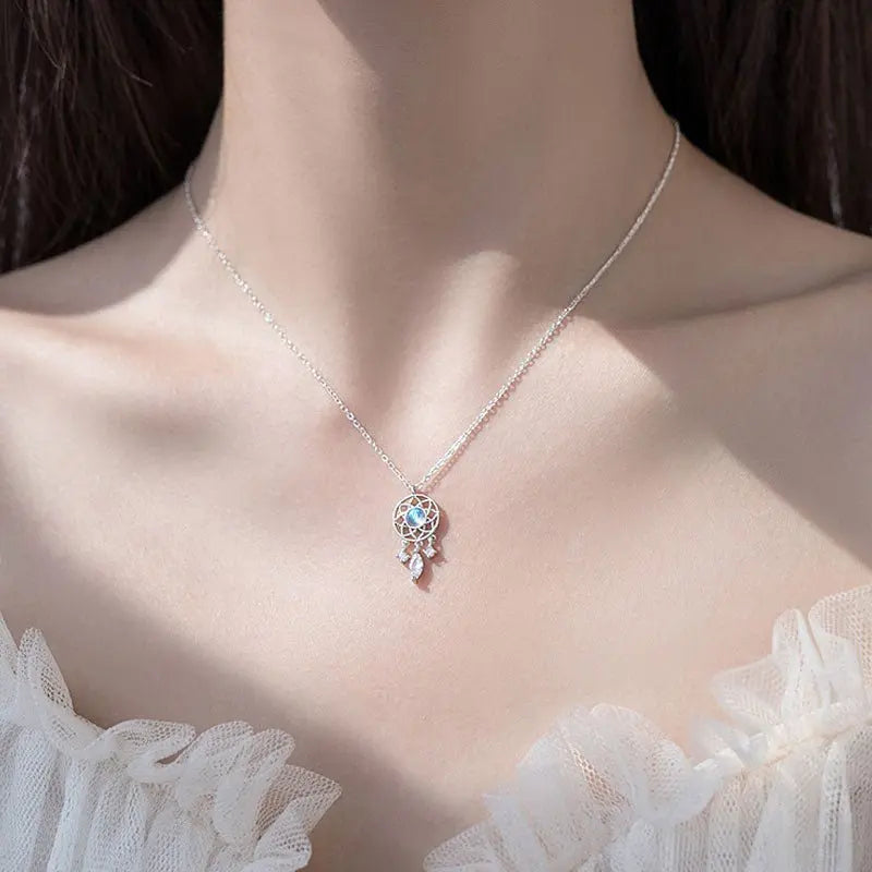 Tassel Moonstone Charm Necklace for Women Creative Pendant nowadaysfashion