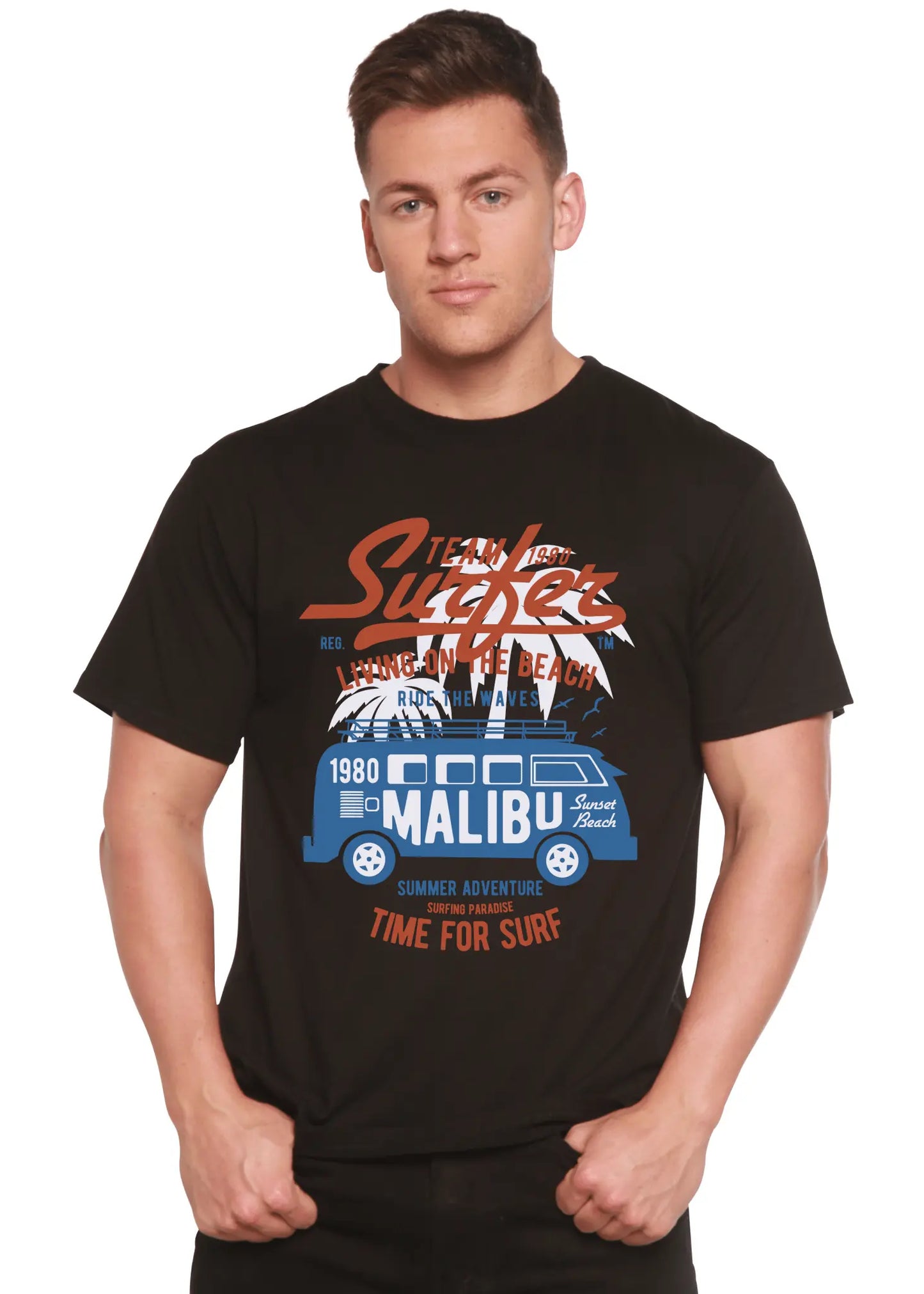 Team Surfer Spun Bamboo® Men's Bamboo Viscose/Organic Cotton Short Sleeve Graphic T-Shirt - Blade & Thread