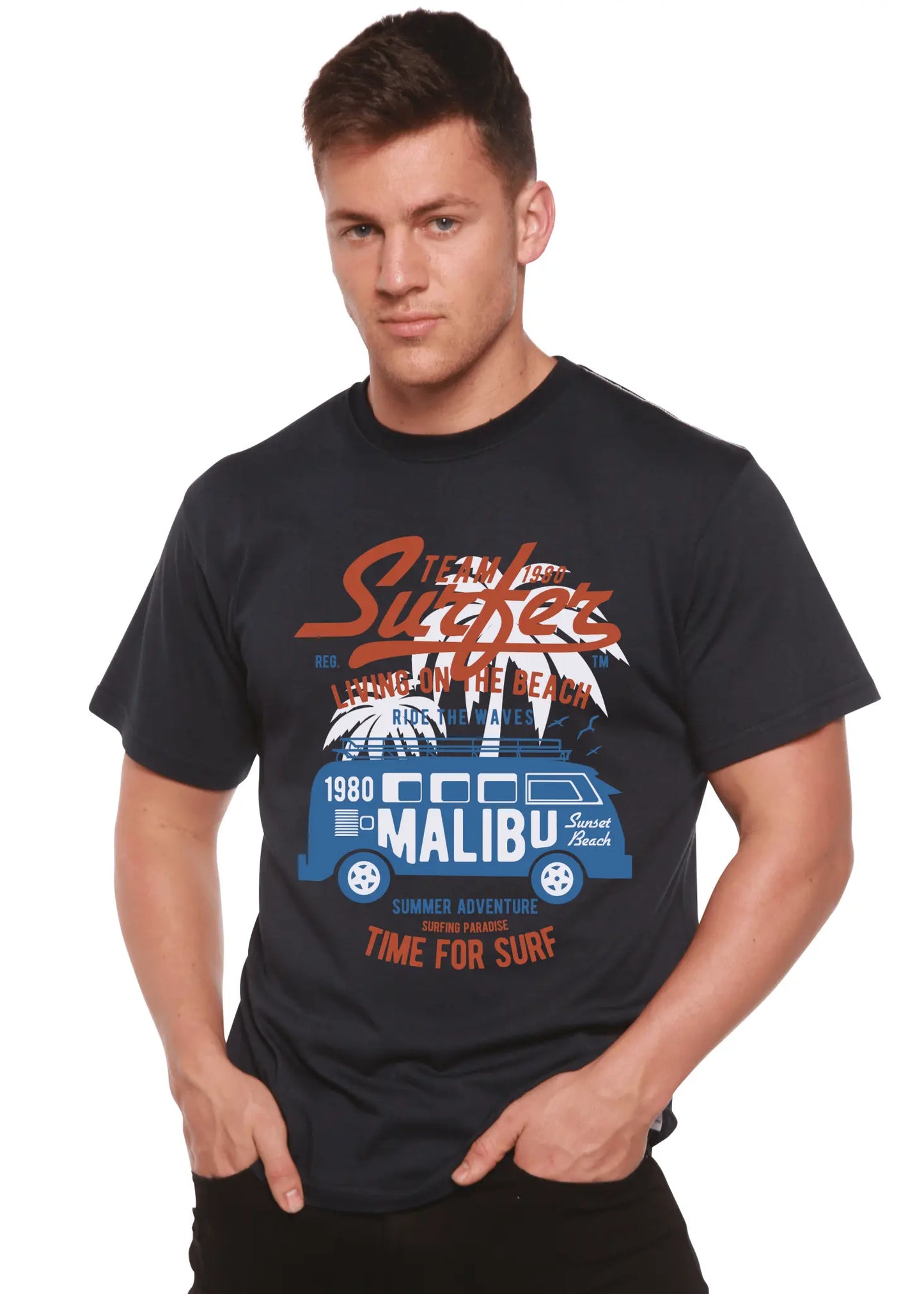 Team Surfer Spun Bamboo® Men's Bamboo Viscose/Organic Cotton Short Sleeve Graphic T-Shirt - Blade & Thread