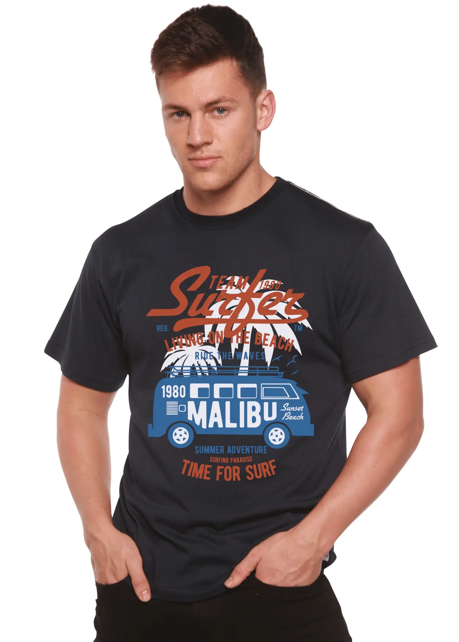 Team Surfer Spun Bamboo® Men's Bamboo Viscose/Organic Cotton Short Sleeve Graphic T-Shirt - Blade & Thread