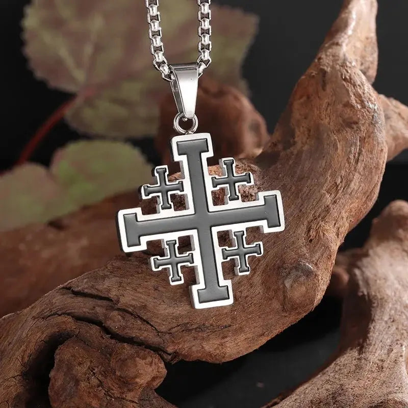 Templar Pendant Men's Medieval Jerusalem Crusader Cross Necklace - Blade & Thread