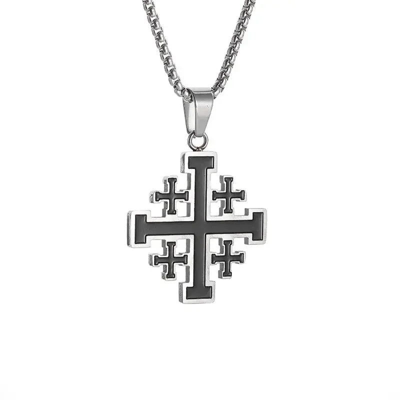 Templar Pendant Men's Medieval Jerusalem Crusader Cross Necklace - Blade & Thread