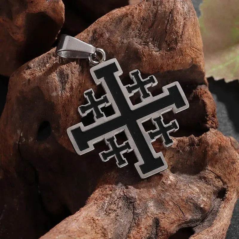 Templar Pendant Men's Medieval Jerusalem Crusader Cross Necklace - Blade & Thread