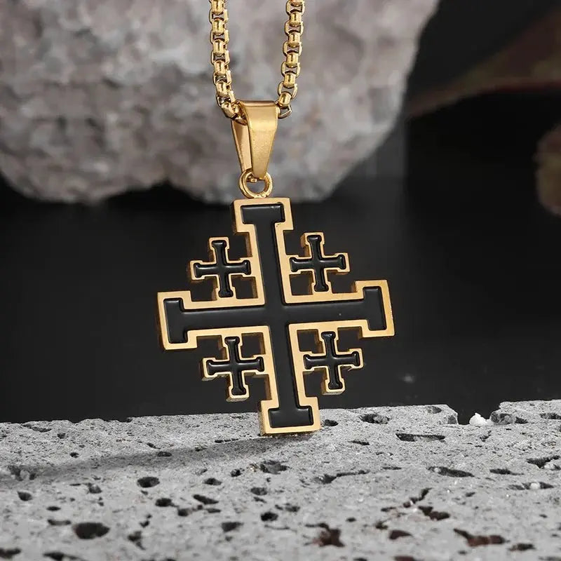 Templar Pendant Men's Medieval Jerusalem Crusader Cross Necklace - Blade & Thread