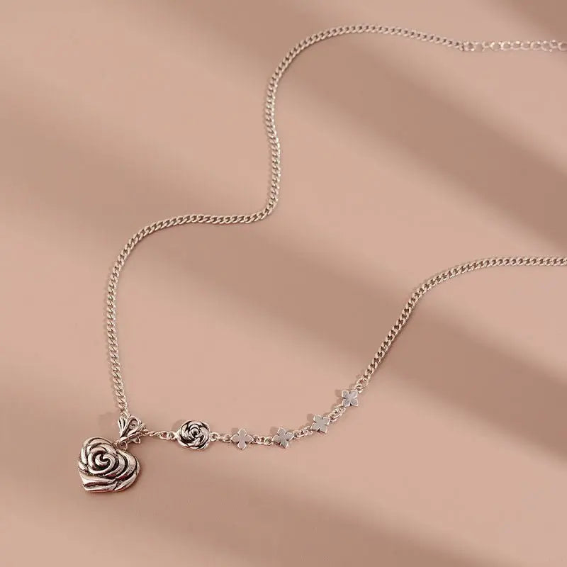 Thai Silver Rose Necklace - Blade & Thread