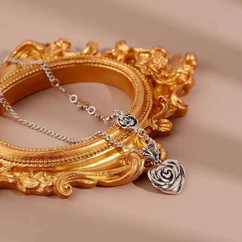 Thai Silver Rose Necklace - Blade & Thread