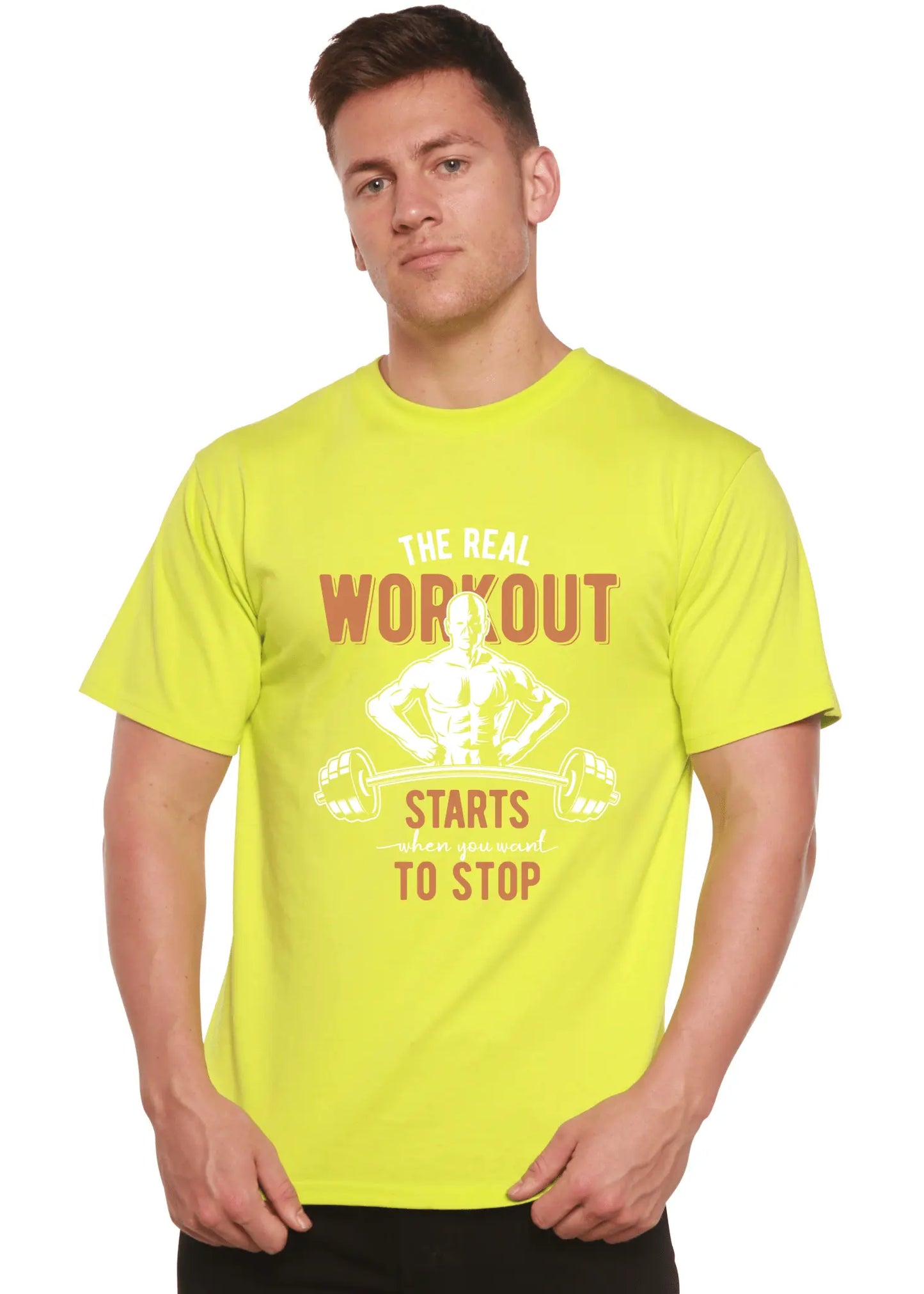 The Real Workout Men's Bamboo Viscose/Organic Cotton Short Sleeve Graphic T-Shirt - Blade & Thread