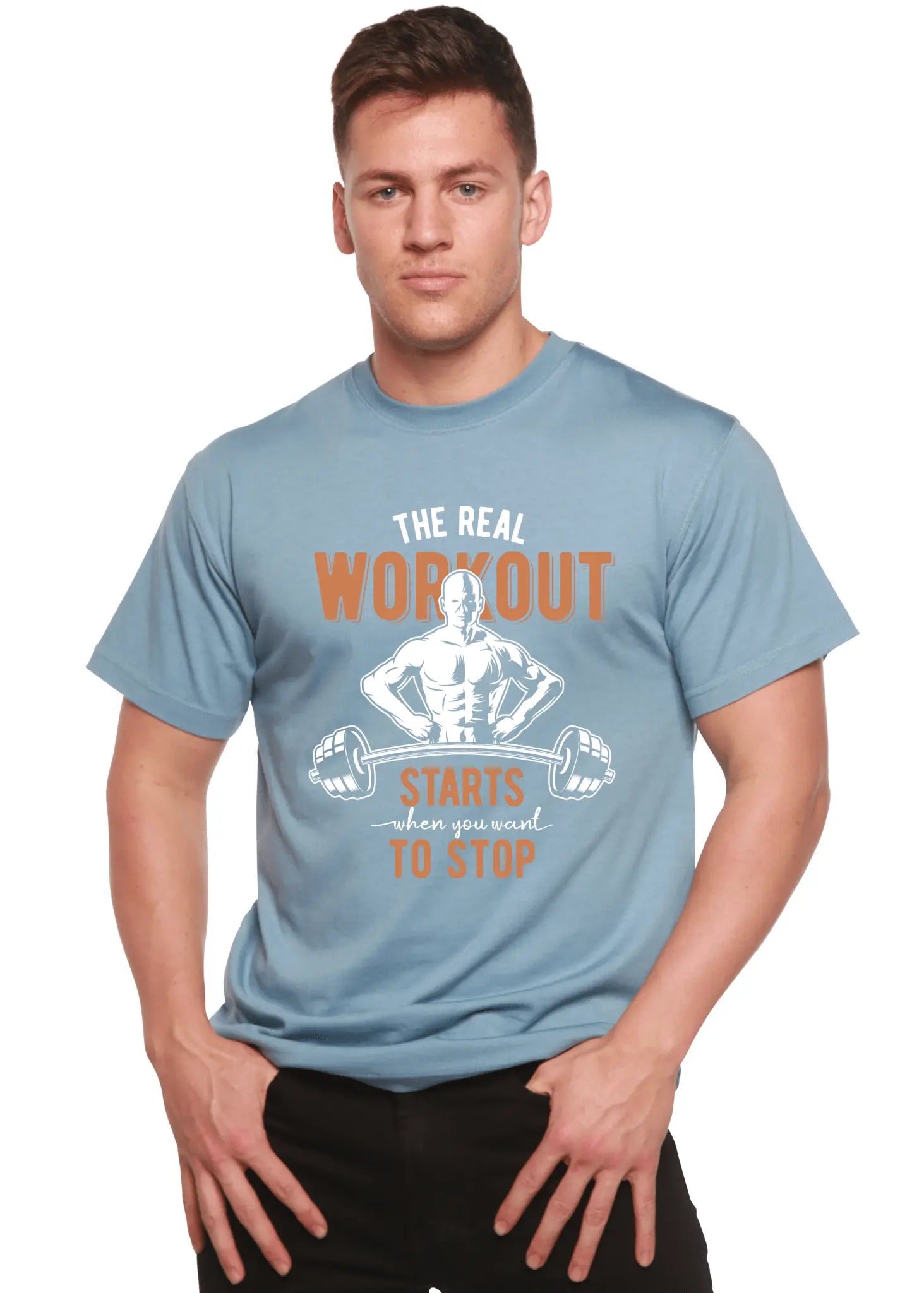 The Real Workout Men's Bamboo Viscose/Organic Cotton Short Sleeve Graphic T-Shirt - Blade & Thread