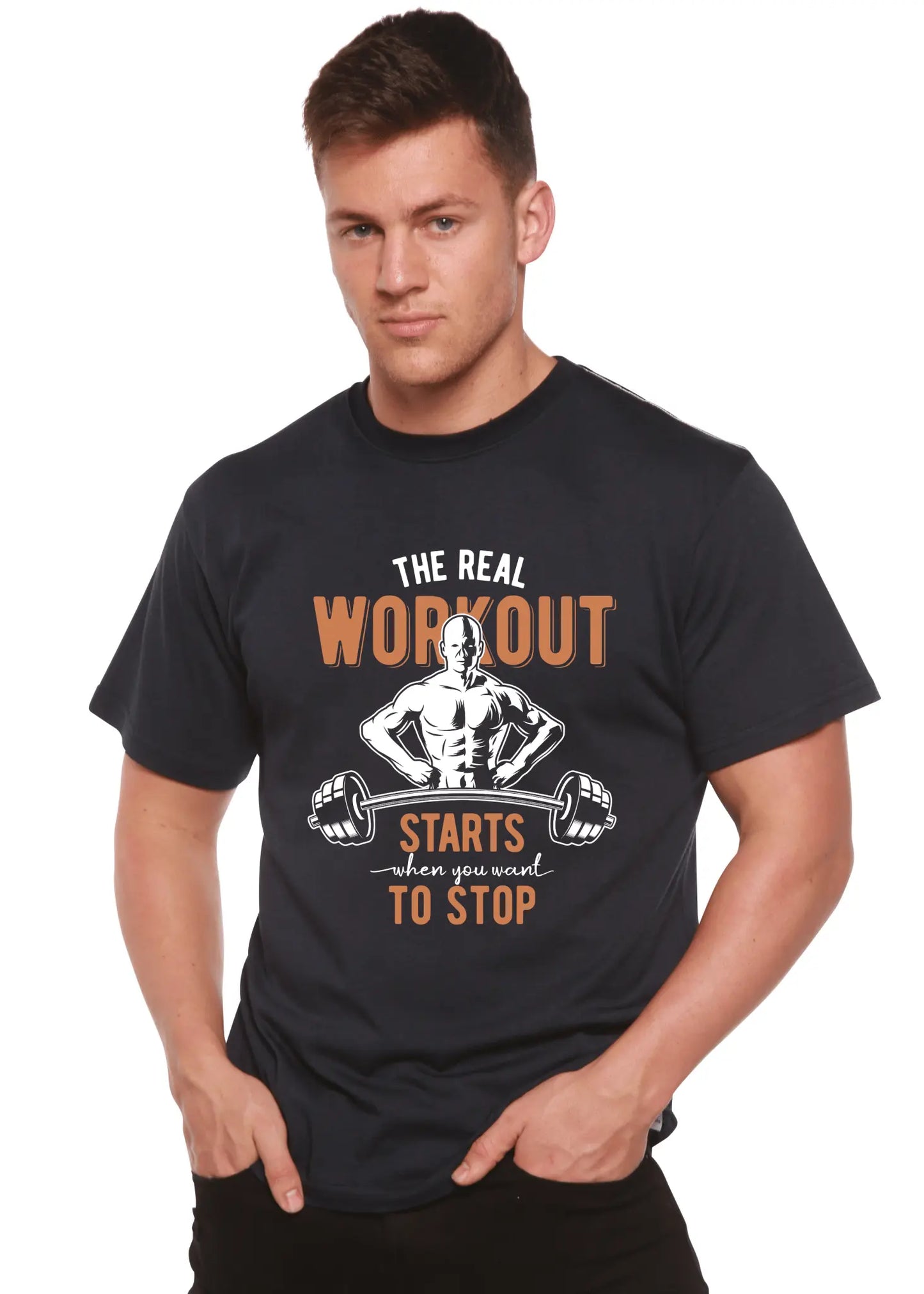 The Real Workout Men's Bamboo Viscose/Organic Cotton Short Sleeve Graphic T-Shirt - Blade & Thread