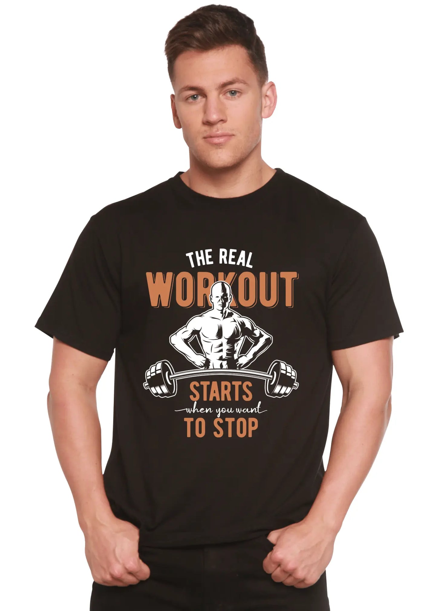 The Real Workout Men's Bamboo Viscose/Organic Cotton Short Sleeve Graphic T-Shirt - Blade & Thread