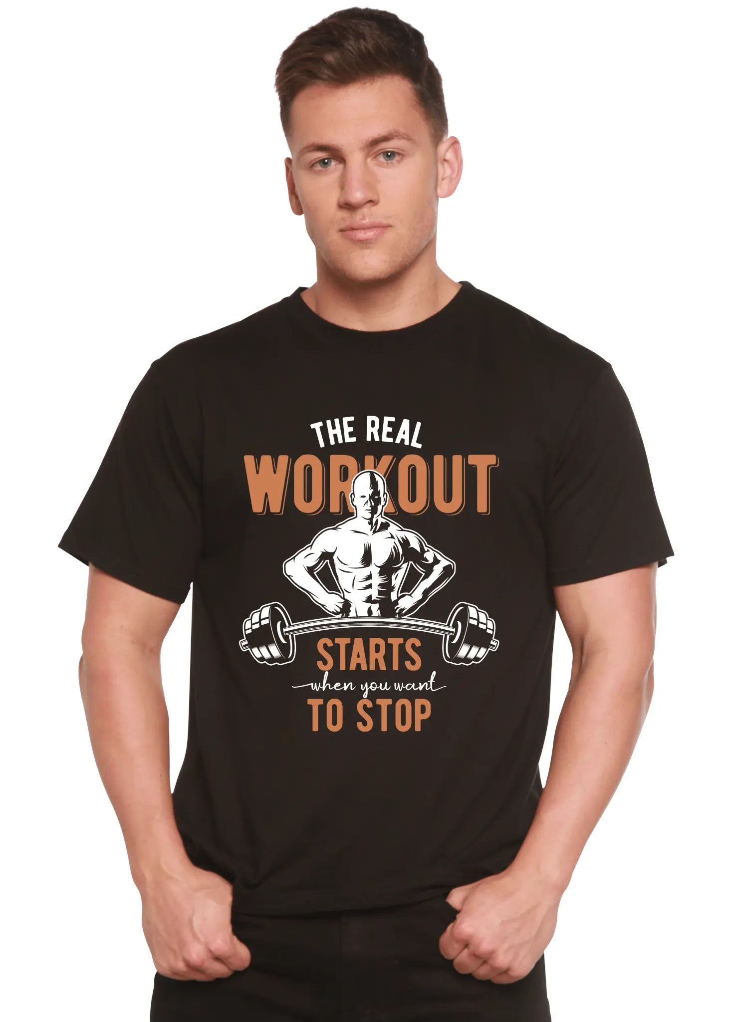 The Real Workout Men's Bamboo Viscose/Organic Cotton Short Sleeve Graphic T-Shirt - Blade & Thread