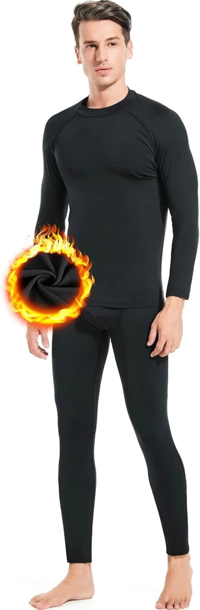 Thermal Underwear for Men Long Johns Fleece Lined Winter Warm Base Layer Set Bottom Top for Cold Weather - Blade & Thread
