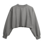 Thick Cotton Women Sweatshirt Hoodie Casual Loose Long Sleeve Streetwear Crop Pullover nowadaysfashion