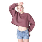 Thick Cotton Women Sweatshirt Hoodie Casual Loose Long Sleeve Streetwear Crop Pullover nowadaysfashion
